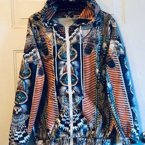 Devin Du Women/Men Hoodie Zip Jacket Sz L Multicolor Art Design